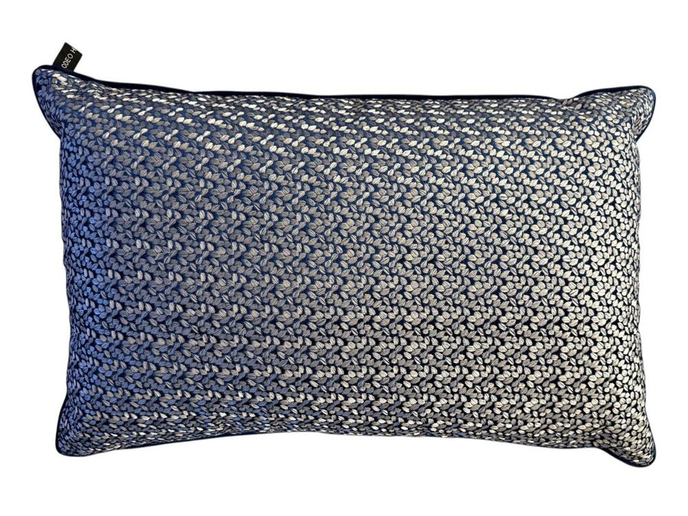 Rodeo Home Luxury Throw Pillow Rectangular Blue Silver Feather Filled 22”x14”